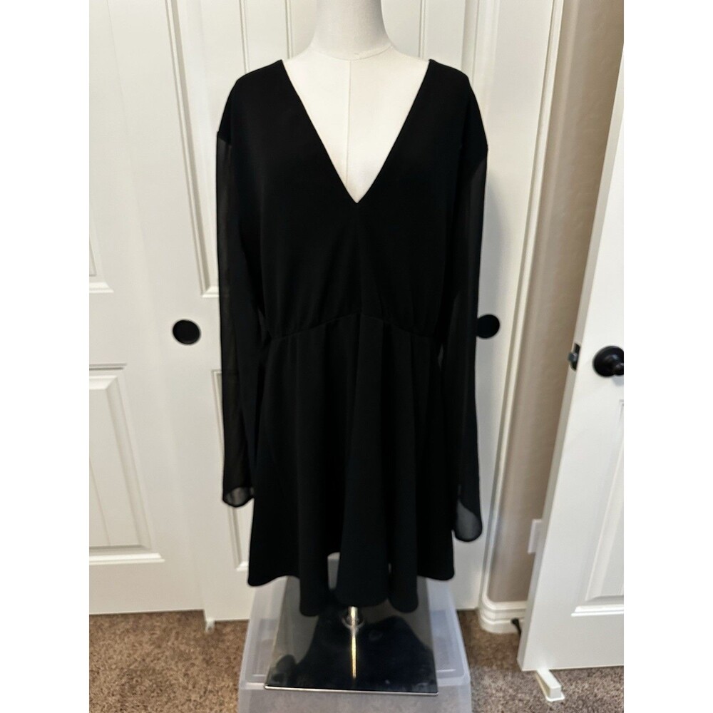 Women's Balloon Sleeve Mini Dress -‎ A New Day Black Boohoo Size 20